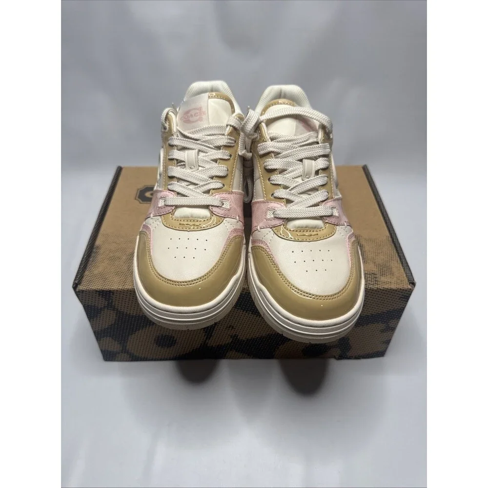 NEW Coach Woman Soho Sneaker With Patent Signature Candy Pink/Light Beige CEE45
